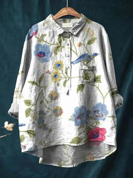Lila -  Bluse mit Blumendruck
