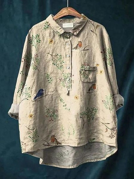 Lila -  Bluse mit Blumendruck