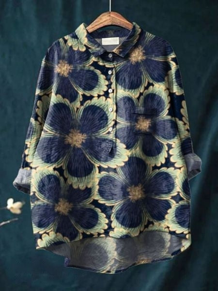 Lila -  Bluse mit Blumendruck