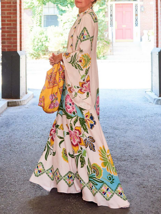 Eileen - Geblümtes Maxikleid mit langen Ärmeln