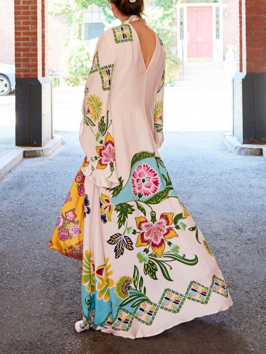 Eileen - Geblümtes Maxikleid mit langen Ärmeln