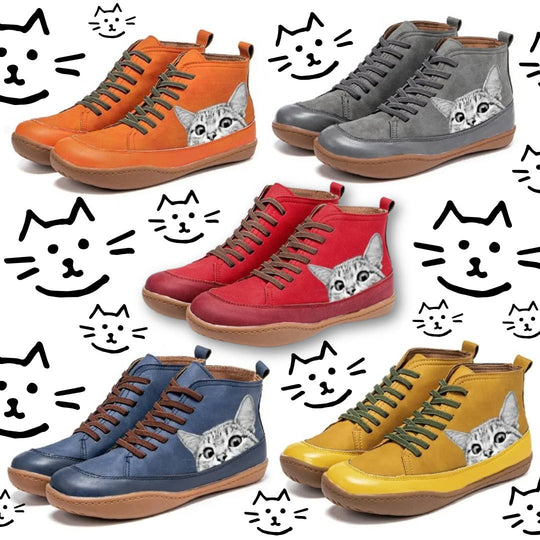 Lydia - Einzigartige und Lustige Katzen-Design Stiefel
