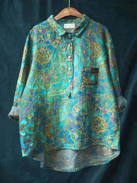 Lila -  Bluse mit Blumendruck