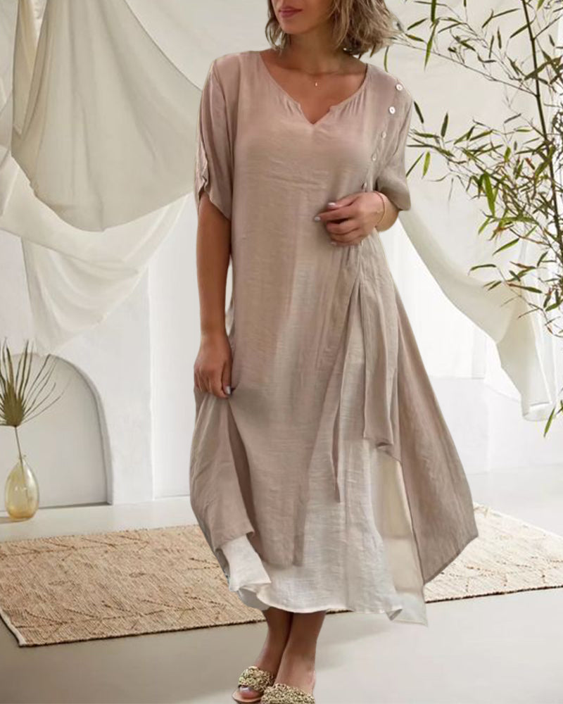 Velissa - Asymmetrische Kurzarmkleid