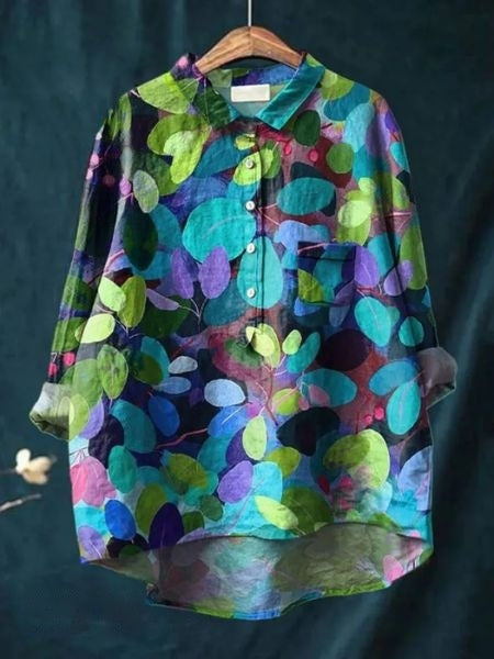Lila -  Bluse mit Blumendruck