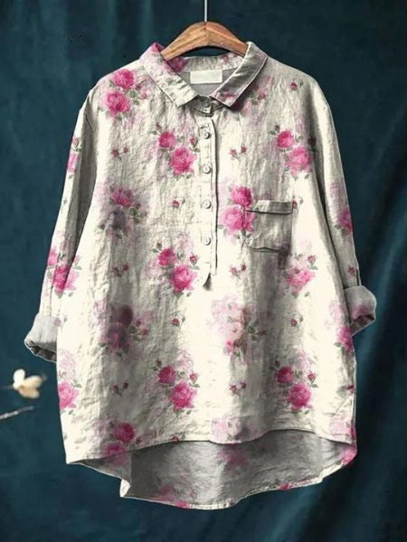 Lila -  Bluse mit Blumendruck