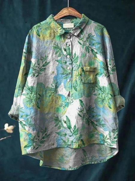 Lila -  Bluse mit Blumendruck