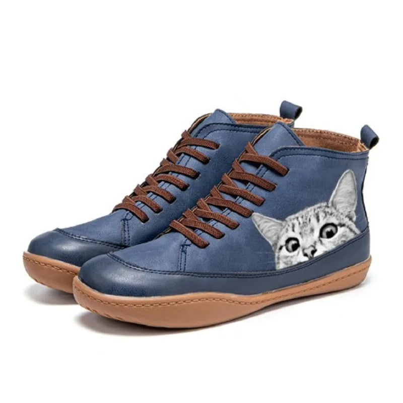 Lydia - Einzigartige und Lustige Katzen-Design Stiefel