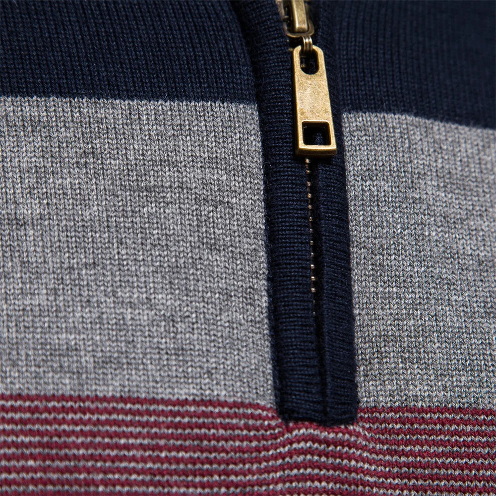 Mateo - Warmer Patchwork Reißverschluss-Pullover