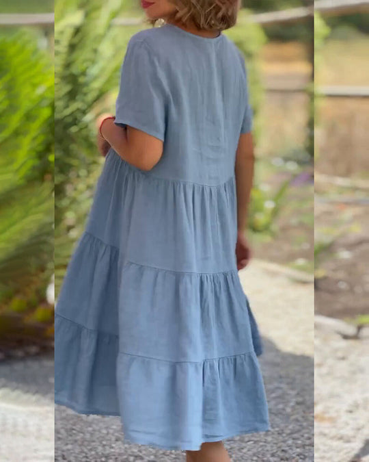 Virella - Elegant Cotton Linen Dress