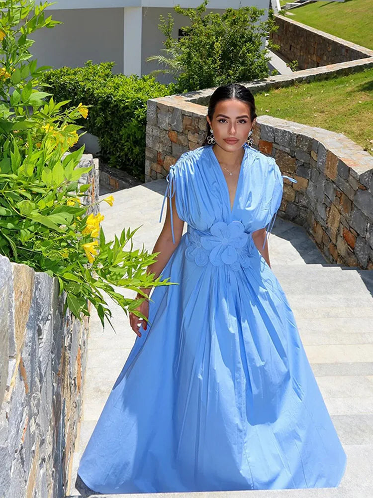 Stacey - Schickes Maxikleid mit Blumenmuster und V-Ausschnitt