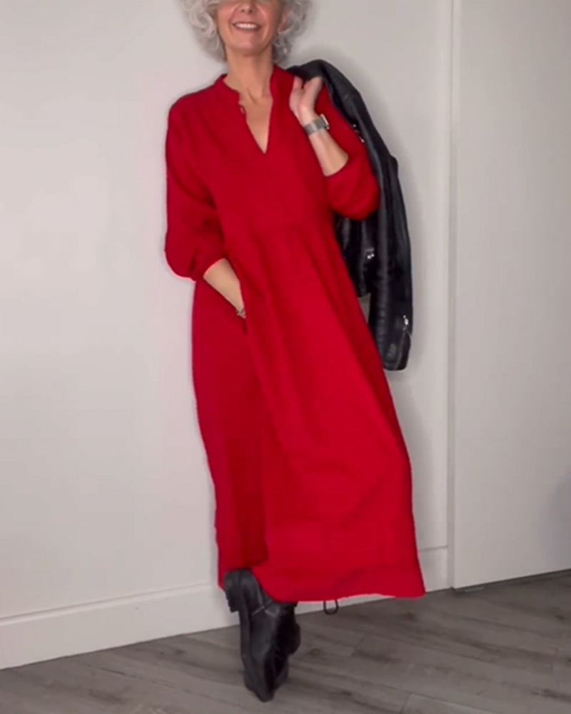 Ayla - Elegantes Langes Kleid mit Taschen