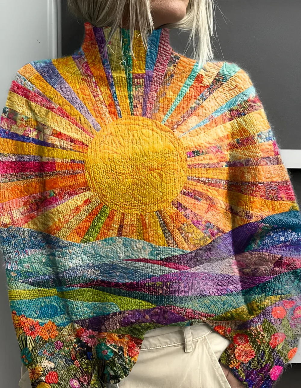 Abélia - Bunter und fröhlicher Rollkragenpullover