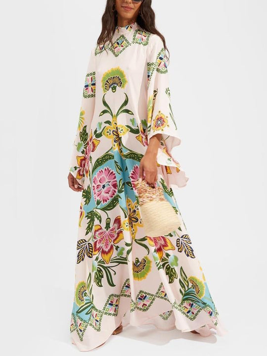 Eileen - Geblümtes Maxikleid mit langen Ärmeln