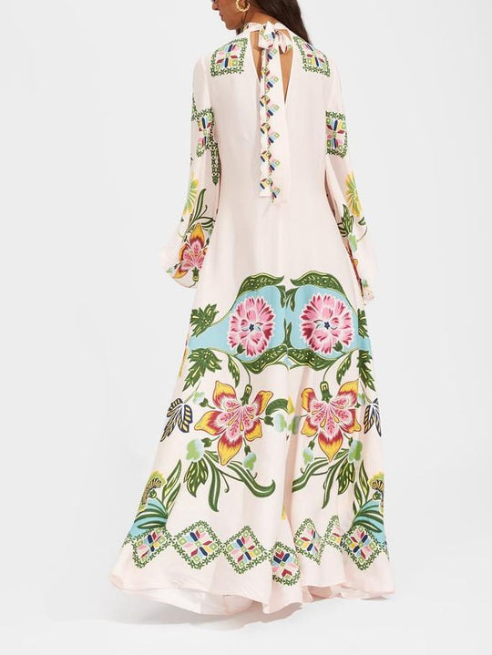 Eileen - Geblümtes Maxikleid mit langen Ärmeln