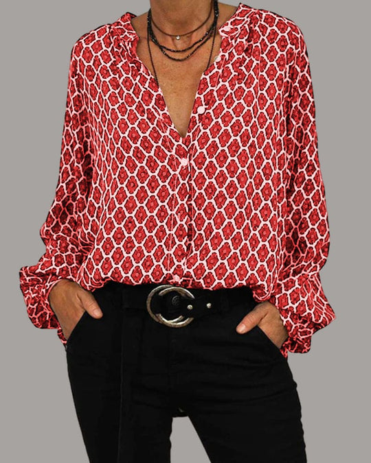 Helga - Entspanntes V-Ausschnitt Midi-Shirt