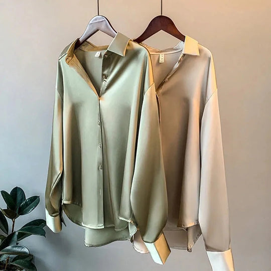 Leonie - Elegantes Damen-Satin Langarmshirt