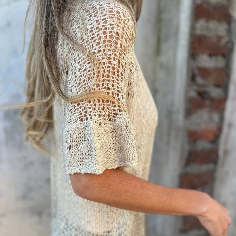 Marlene - Damen Stricktop in Einfarbig mit Einem Knopf
