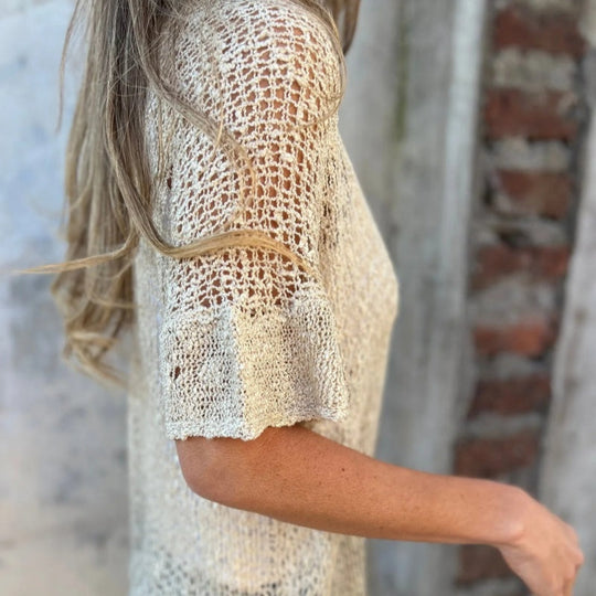 Marlene - Damen Stricktop in Einfarbig mit Einem Knopf