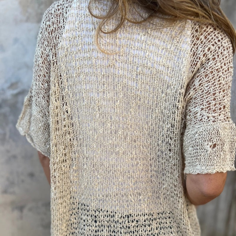Marlene - Damen Stricktop in Einfarbig mit Einem Knopf