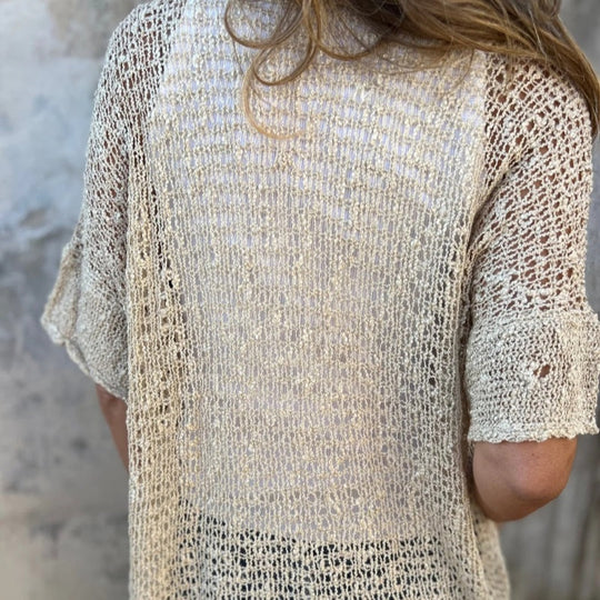 Marlene - Damen Stricktop in Einfarbig mit Einem Knopf