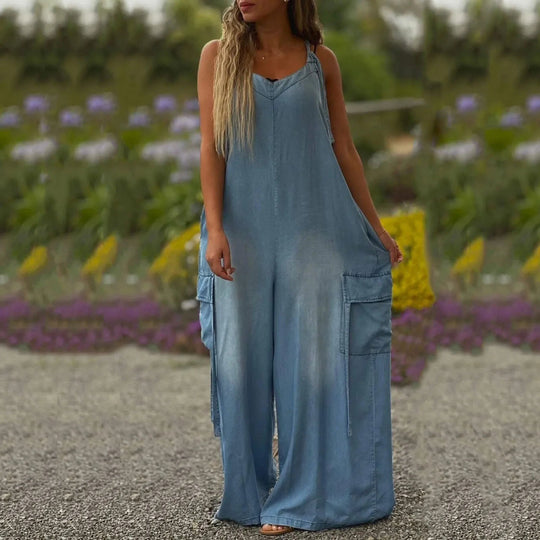 Vanessa™ Overall mit weitem Bein und Taschen